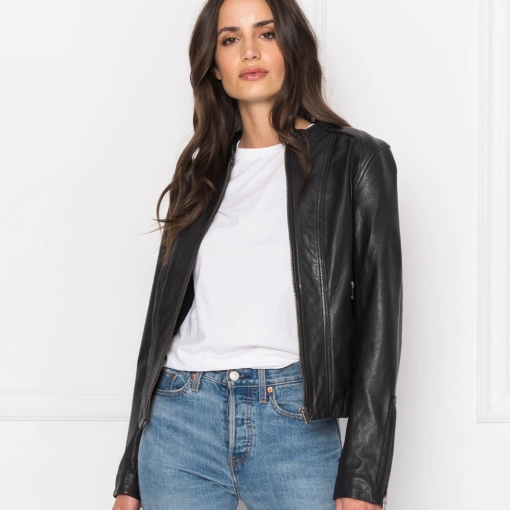ARLETTE Black Leather Biker Jacket